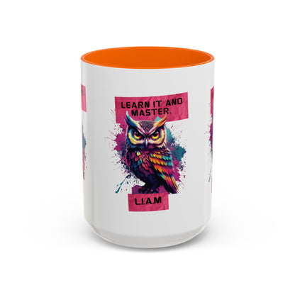 Personalized Initial Owl Accent Coffee Mug