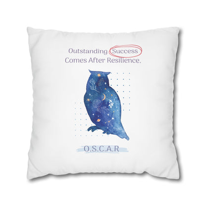 Personalized Initial Quote Galaxy Owl — Custom Sayings on Square Poly Canvas Pillowcase