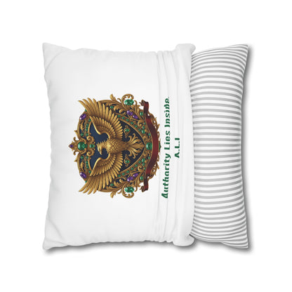 Personalized Initial Quote Eagle — Custom Sayings on Square Poly Canvas Pillowcase