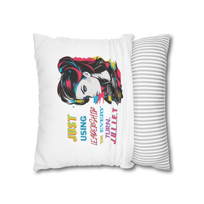 Personalized Initial Quote Vintage Girl — Custom Sayings on Square Poly Canvas Pillowcase