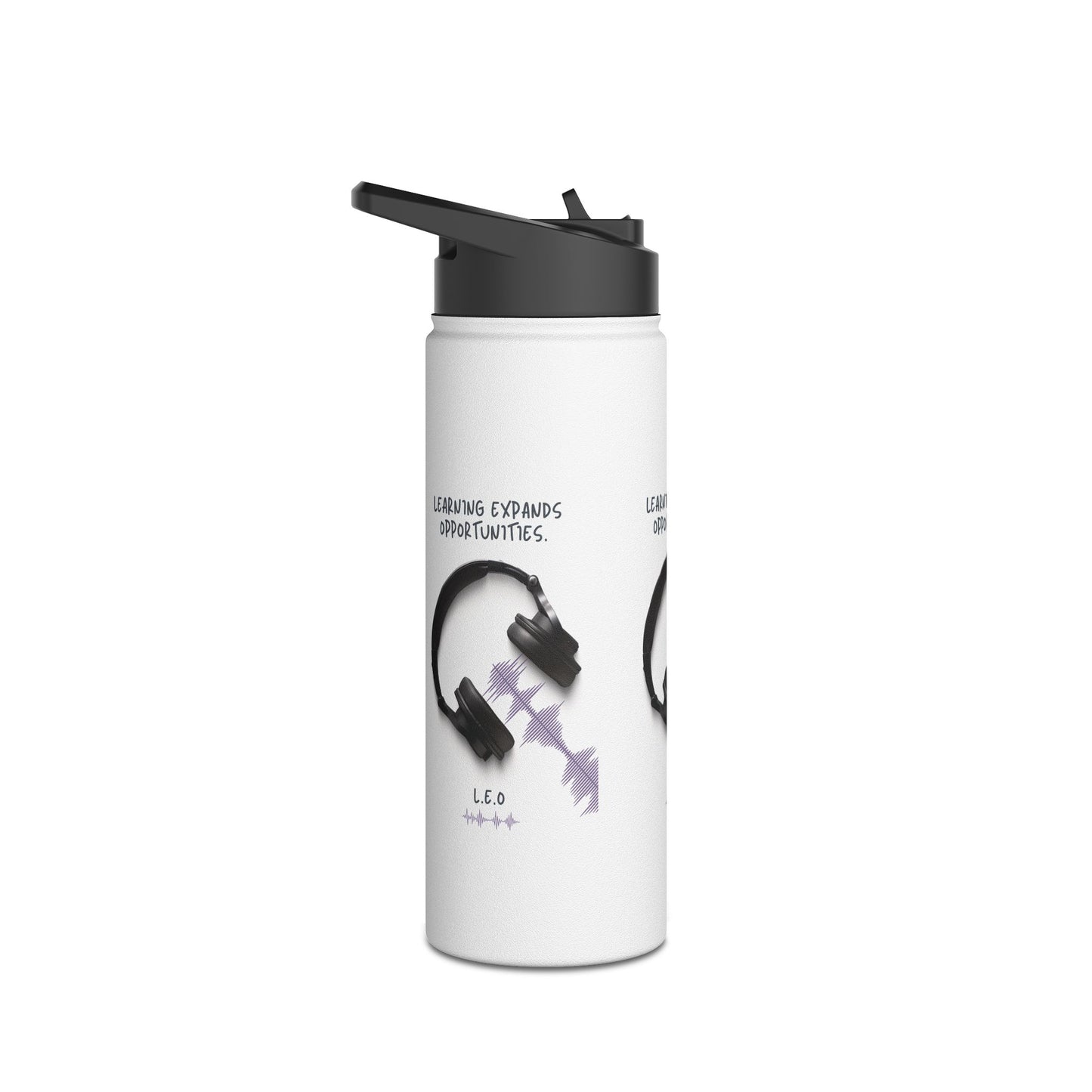 Personalized Initial Quote Headphones Stainless Steel Water Bottle