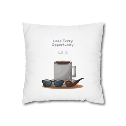 Customized monogrammed pillowcase with personalized quote. High-quality poly canvas square cushion cover, ideal for housewarming, wedding, or anniversary gifts with bespoke text.
