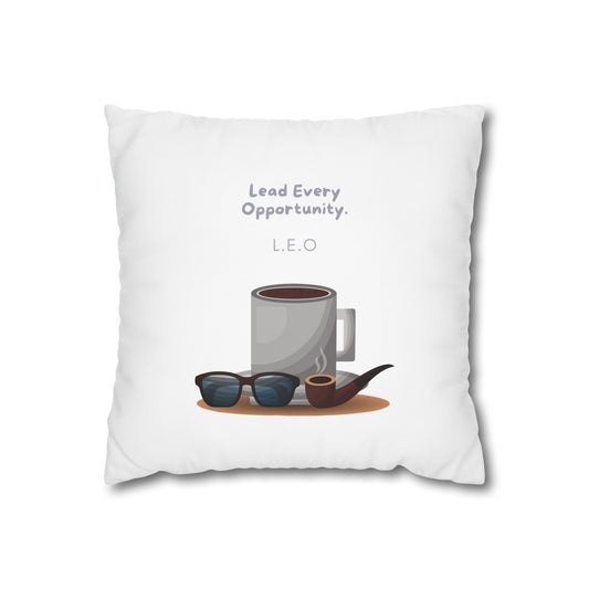 Customized monogrammed pillowcase with personalized quote. High-quality poly canvas square cushion cover, ideal for housewarming, wedding, or anniversary gifts with bespoke text.