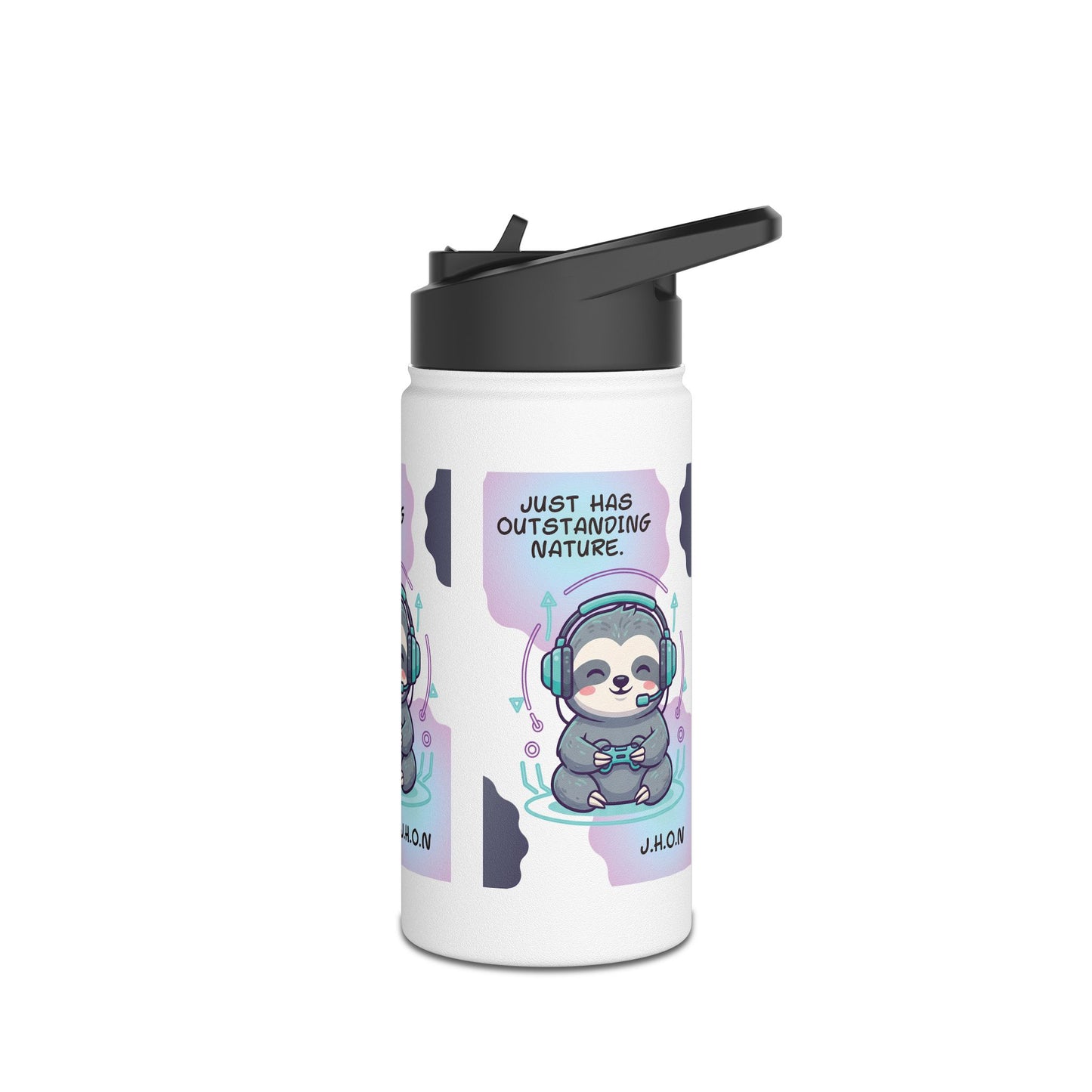 Personalized Initial Quote Sloth Gamer Stainless Steel Water Bottle