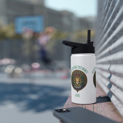 Personalized Initial Quote Circled Lion Stainless Steel Water Bottle