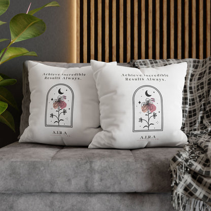 Personalized Initial Quote Floral Moon — Custom Sayings on Square Poly Canvas Pillowcase