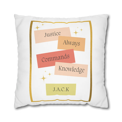 Personalized Initial Quote Pastel Inspirational — Custom Sayings on Square Poly Canvas Pillowcase