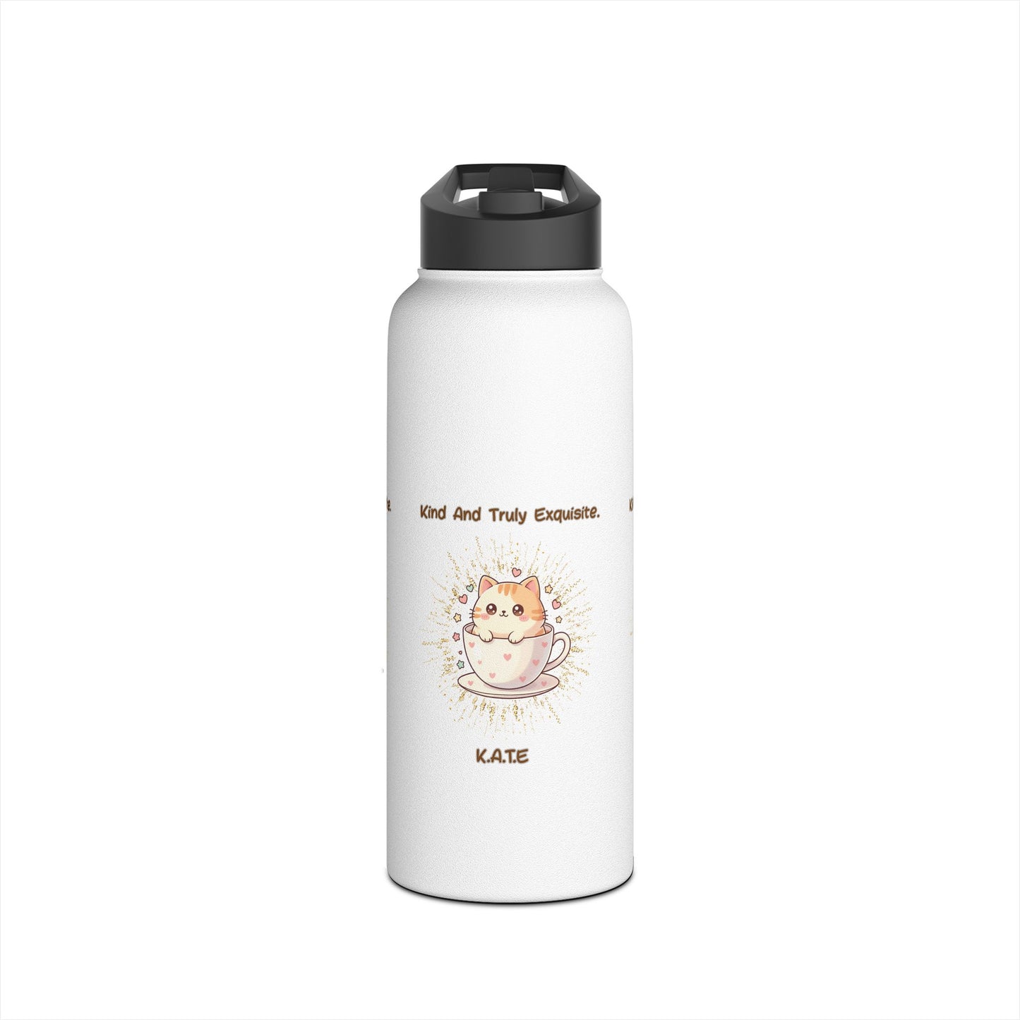 Personalized Initial Quote Exquisite Cat Stainless Steel Water Bottle