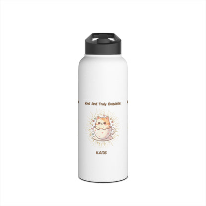 Personalized Initial Quote Exquisite Cat Stainless Steel Water Bottle