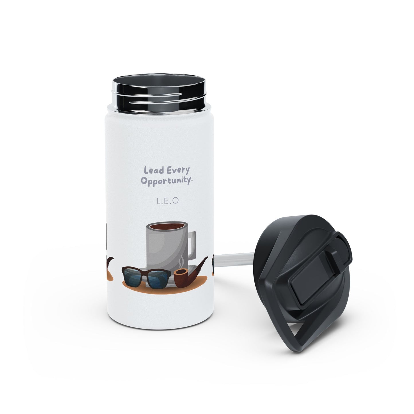 Personalized Initial Quote Sunglasses and Coffee Stainless Steel Water Bottle
