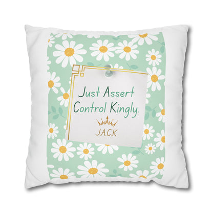 Personalized Initial Quote Floral Inspirational — Custom Sayings on Square Poly Canvas Pillowcase
