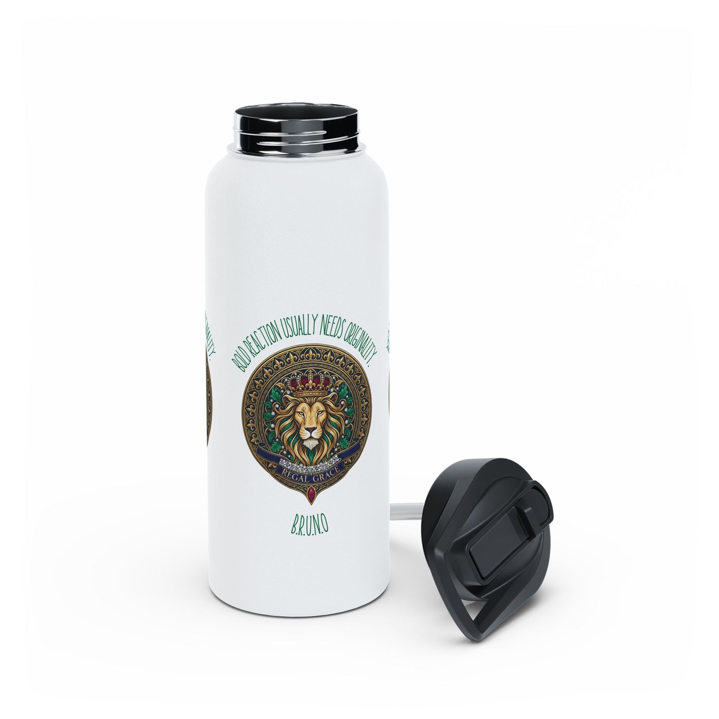 Personalized Initial Quote Circled Lion Stainless Steel Water Bottle