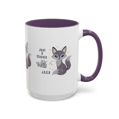Personalized Initial Fox King Accent Coffee Mug