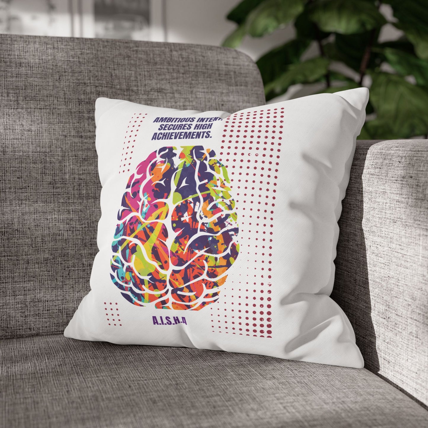 Personalized Initial Quote Brain — Custom Sayings on Square Poly Canvas Pillowcase
