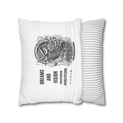 Personalized Initial Quote Owl Vision — Custom Sayings on Square Poly Canvas Pillowcase