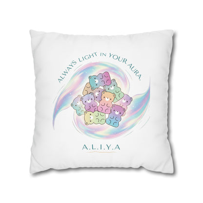 Personalized Initial Quote Bear — Custom Sayings on Square Poly Canvas Pillowcase