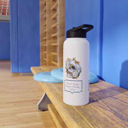 Personalized Initial Quote Floral Skull Stainless Steel Water Bottle