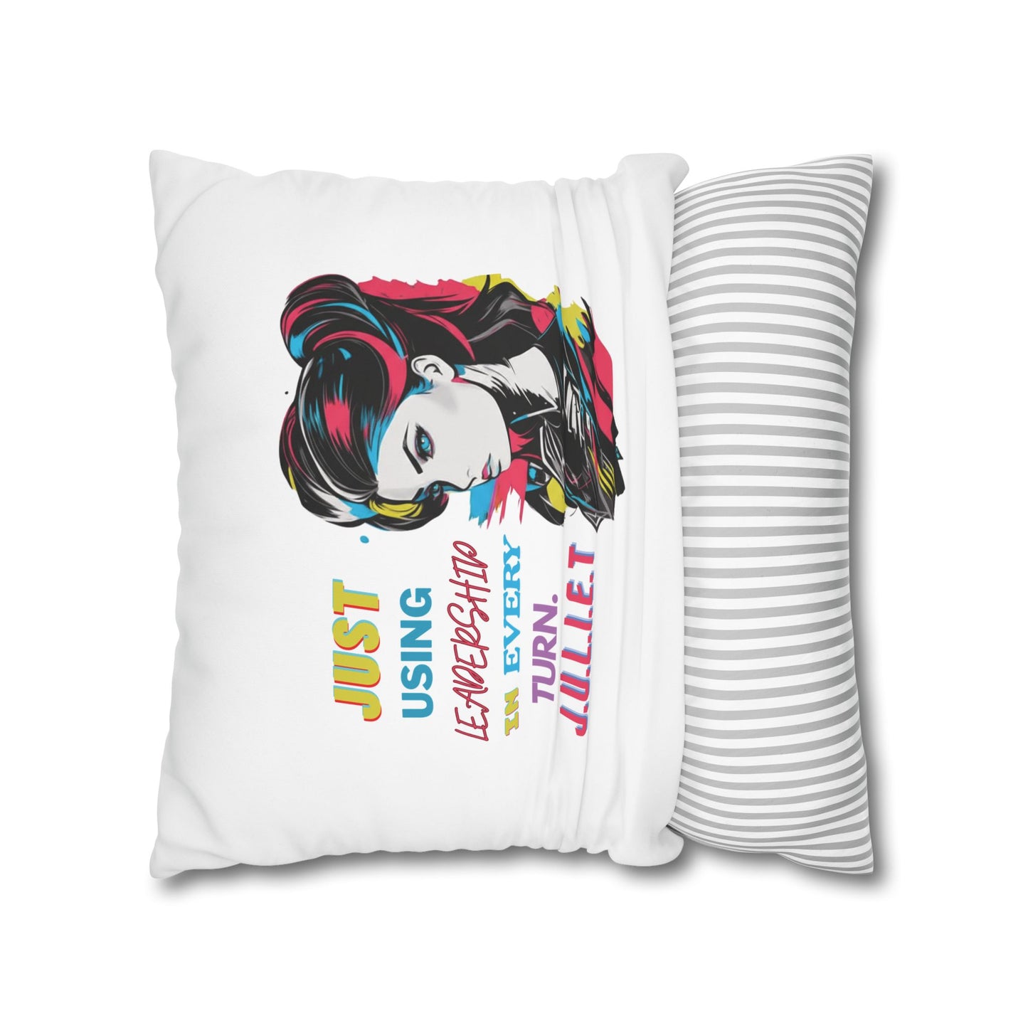 Personalized Initial Quote Vintage Girl — Custom Sayings on Square Poly Canvas Pillowcase