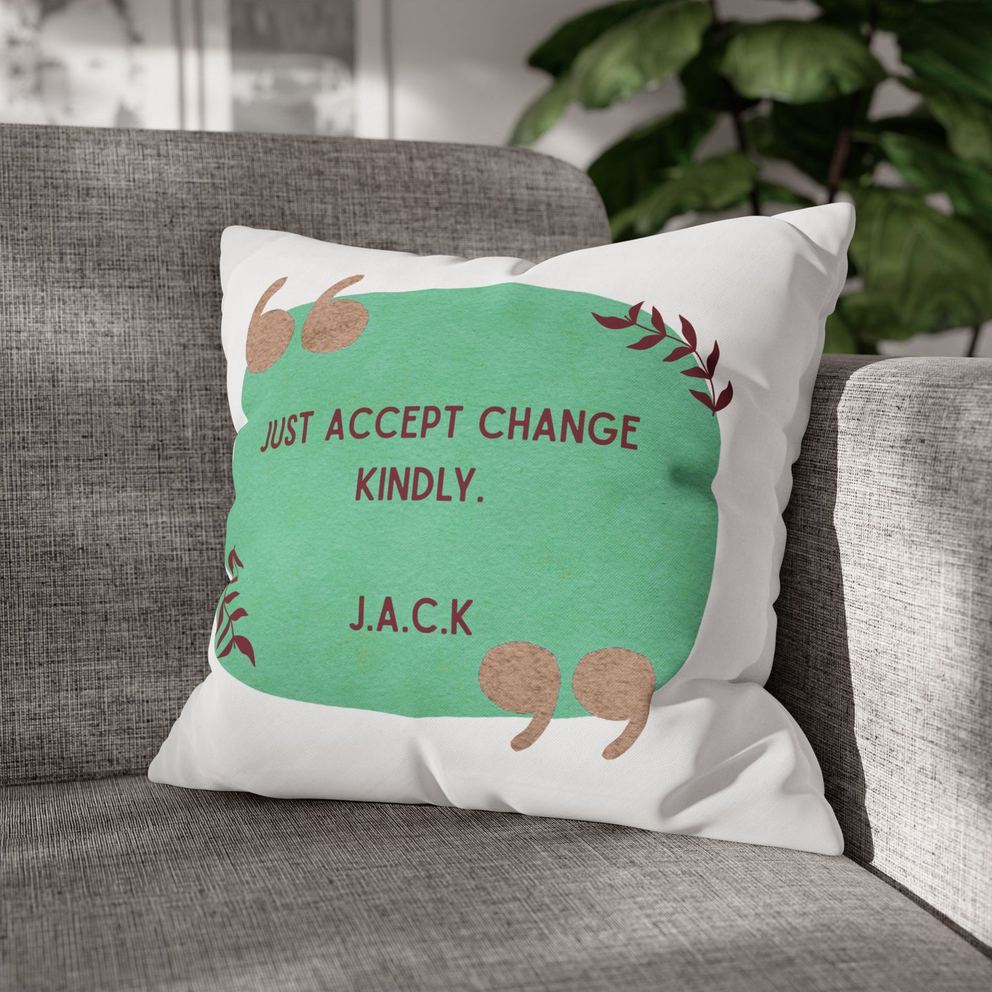 Personalized Initial Quote Oval Note — Custom Sayings on Square Poly Canvas Pillowcase