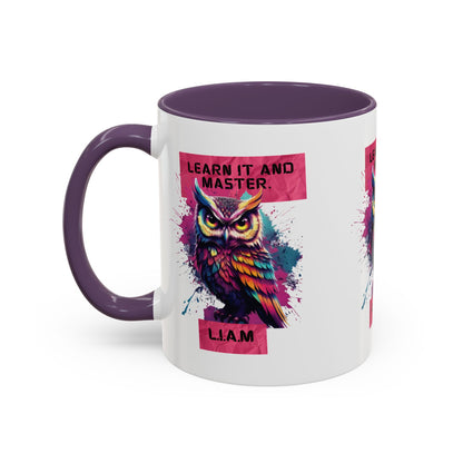 Personalized Initial Owl Accent Coffee Mug