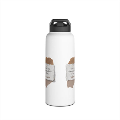 Personalized Initial Quote Torn Paper Note Stainless Steel Water Bottle