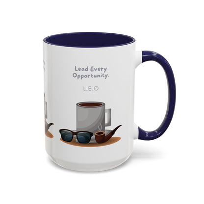 Personalized Initial Coffee and Sunglasses Accent Coffee Mug