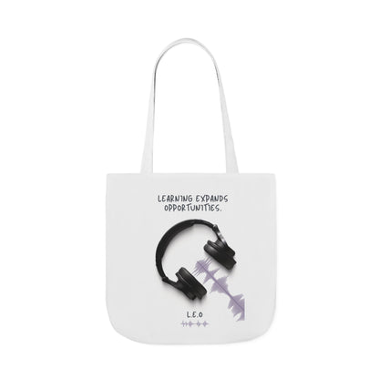 Personalized Initial Quote Headphones Canvas Tote Custom Name