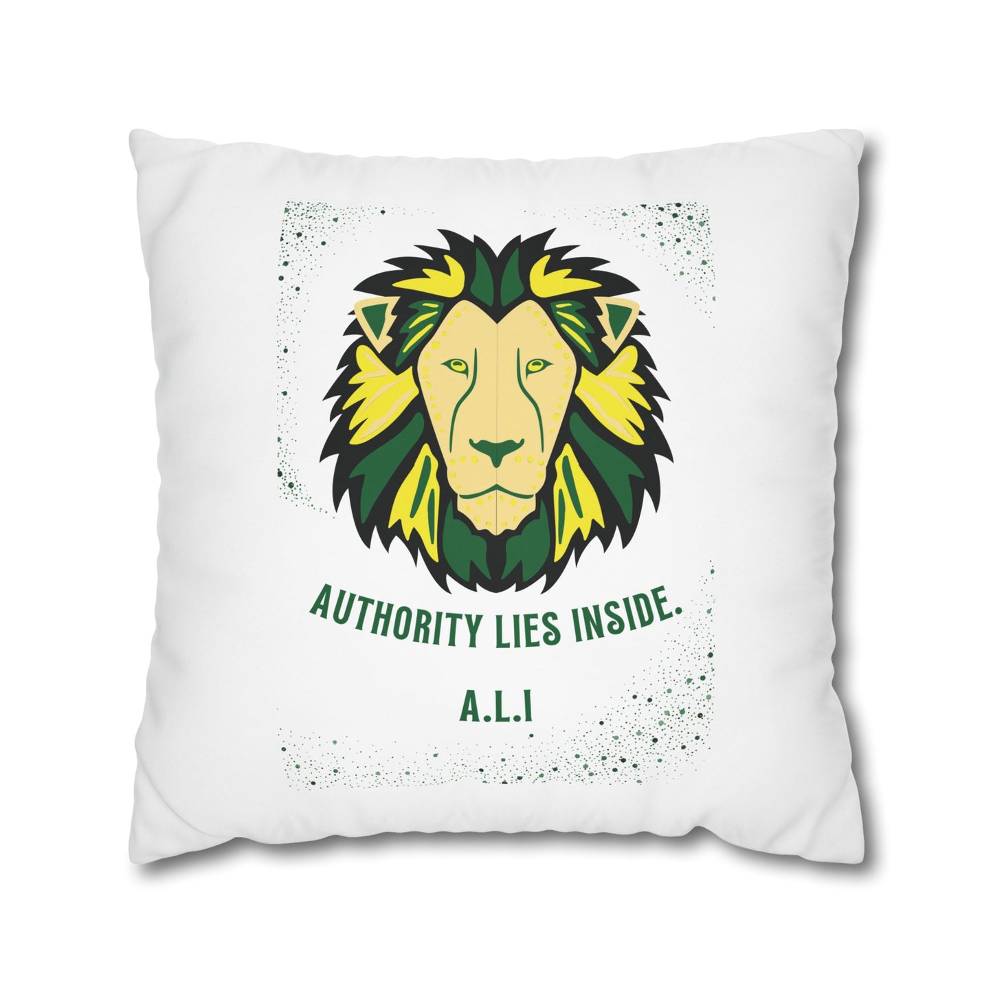 Personalized Initial Quote Lion — Custom Sayings on Square Poly Canvas Pillowcase