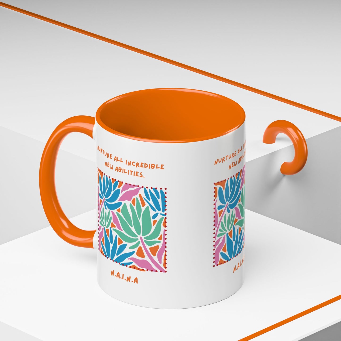 Personalized Initial Floral Momentum Accent Coffee Mug