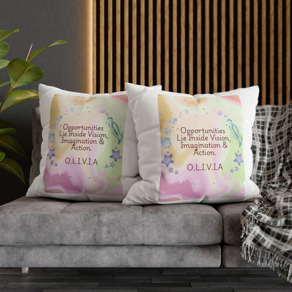 Personalized Initial Quote Ocean Theme — Custom Sayings on Square Poly Canvas Pillowcase