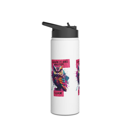 Personalized Initial Quote Owl Stainless Steel Water Bottle