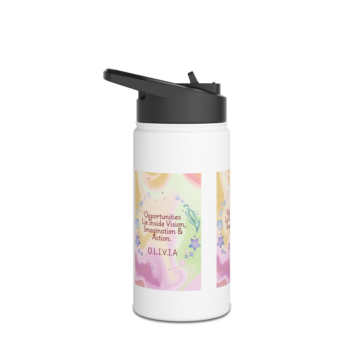 Personalized Initial Quote Ocean Theme Stainless Steel Water Bottle
