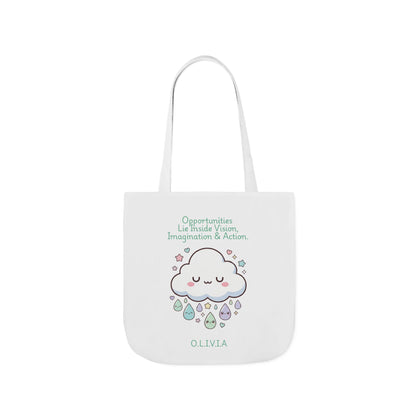 Personalized Initial Quote Cloud Dripping Canvas Tote Custom Name