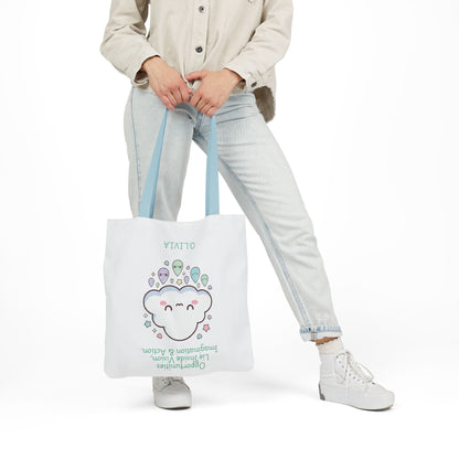 Personalized Initial Quote Cloud Dripping Canvas Tote Custom Name