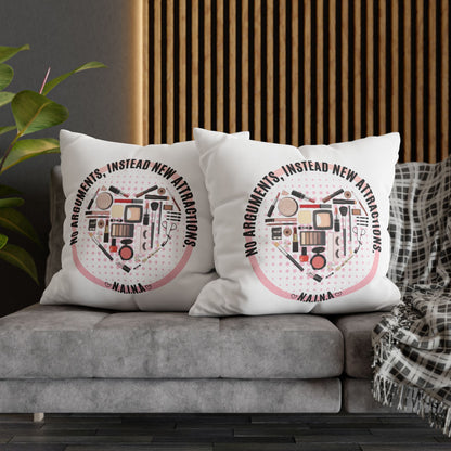 Personalized Initial Quote Cosmetic Heart — Custom Sayings on Square Poly Canvas Pillowcase