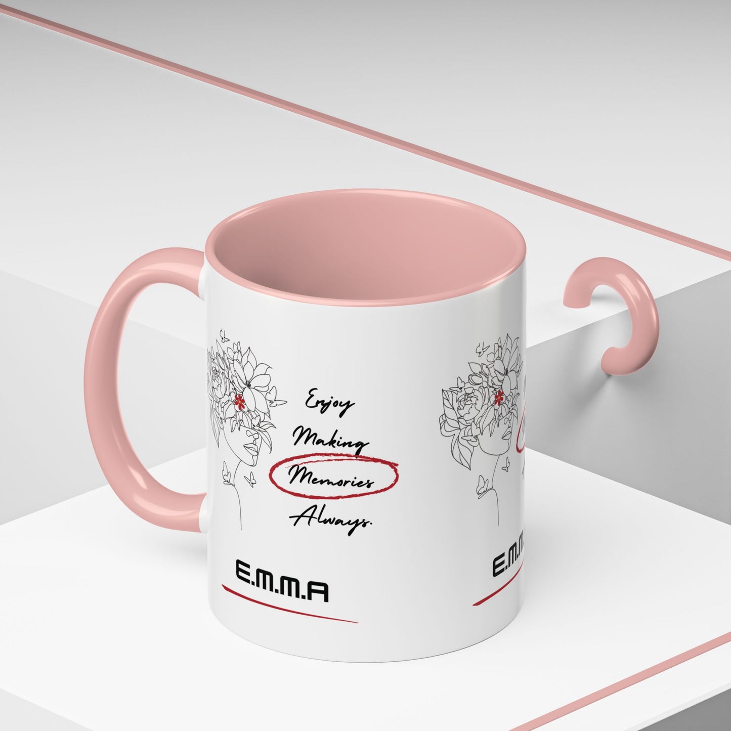 Personalized Initial Floral Girl Accent Coffee Mug