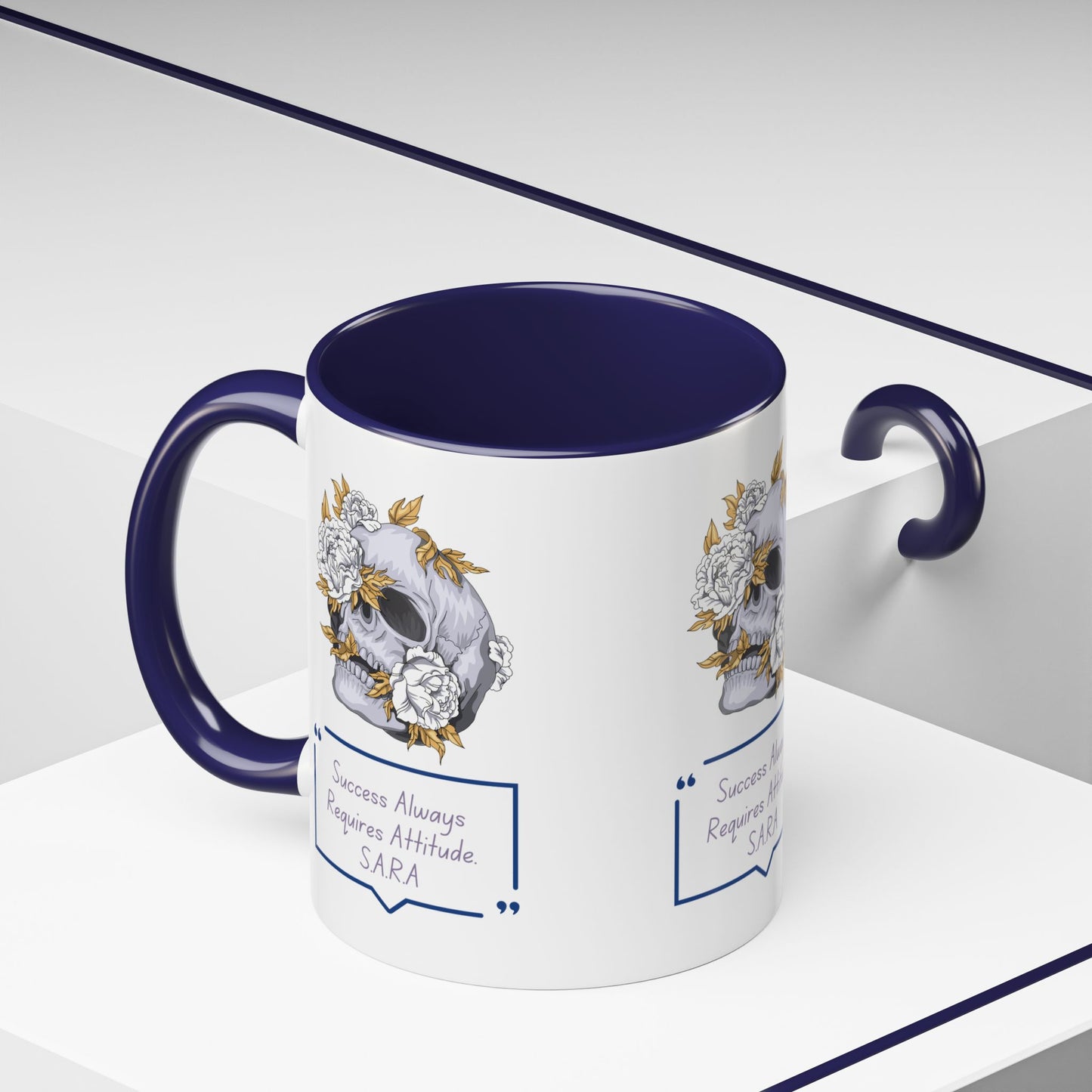 Personalized Initial Floral Skull Accent Coffee Mug