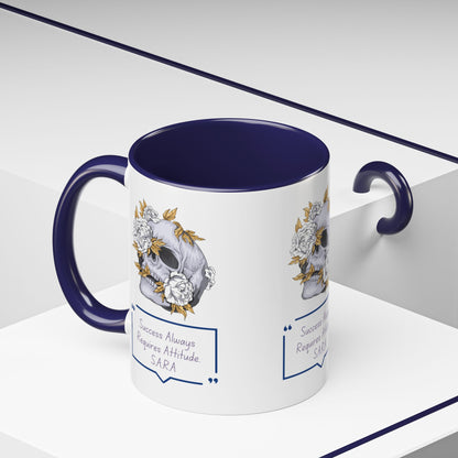 Personalized Initial Floral Skull Accent Coffee Mug