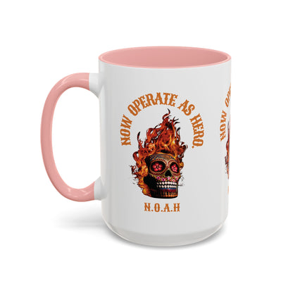 Personalized Initial Fire Skull Accent Coffee Mug