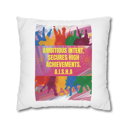 Personalized Initial Quote Colorful Paint — Custom Sayings on Square Poly Canvas Pillowcase