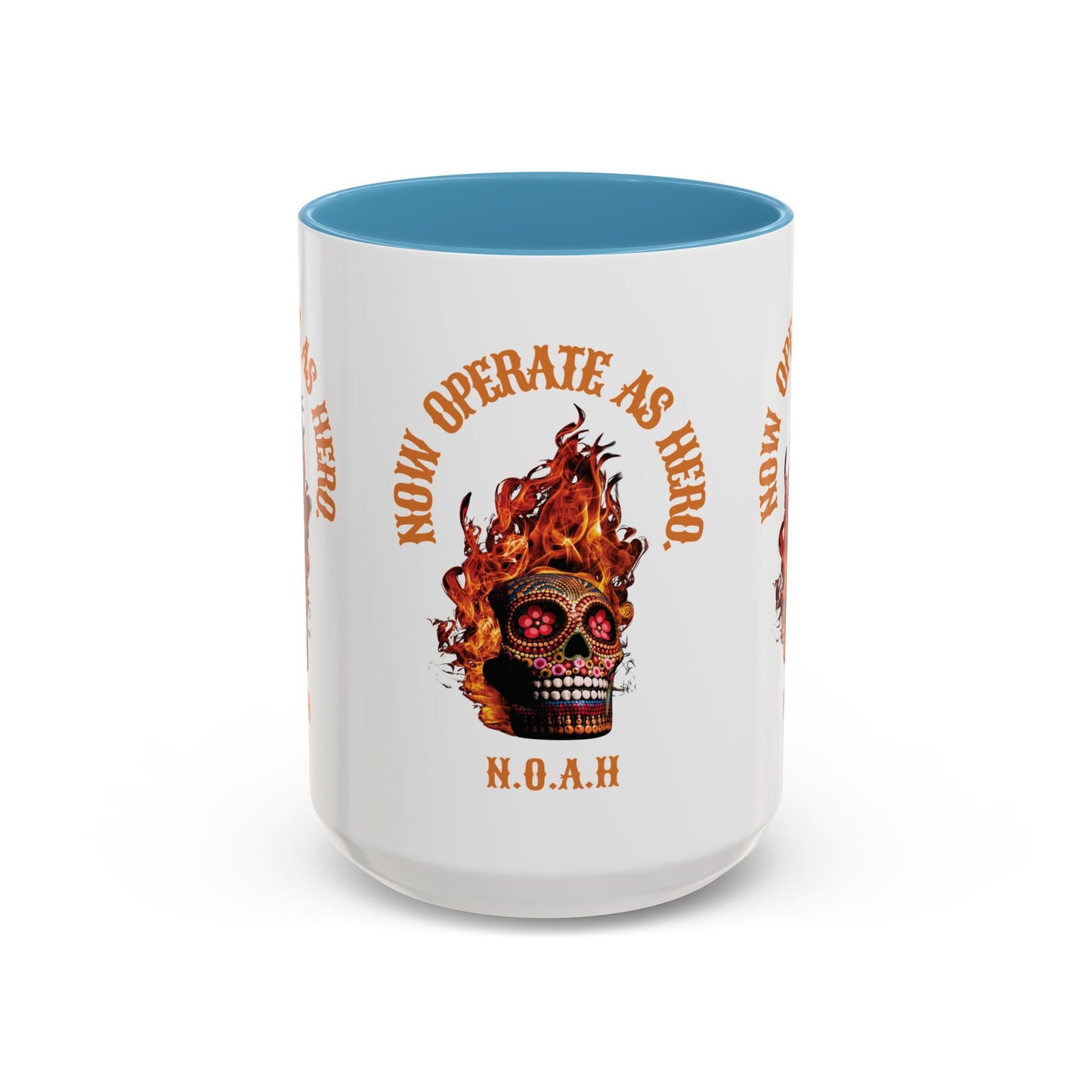 Personalized Initial Fire Skull Accent Coffee Mug