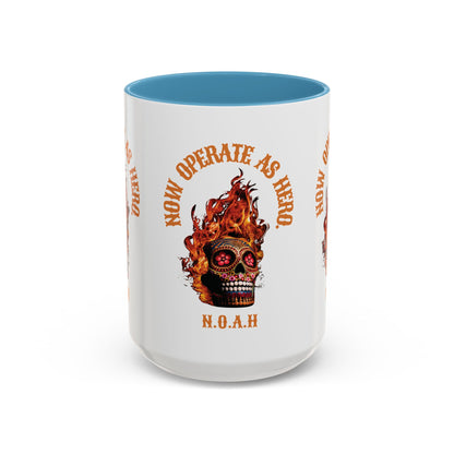 Personalized Initial Fire Skull Accent Coffee Mug