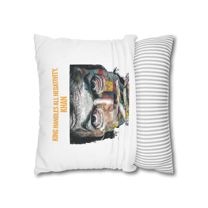 Personalized Initial Quote Khan — Custom Sayings on Square Poly Canvas Pillowcase
