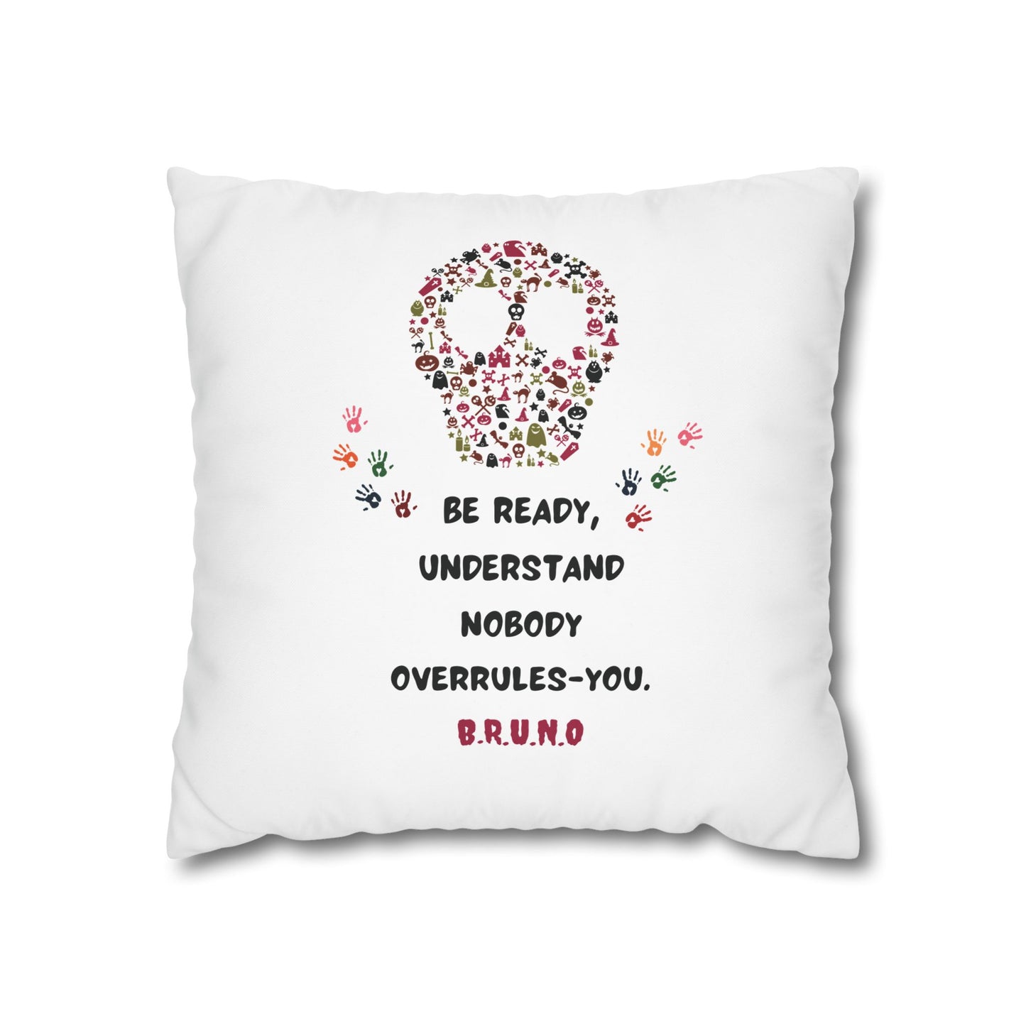 Personalized Initial Quote Floral Skull — Custom Sayings on Square Poly Canvas Pillowcase