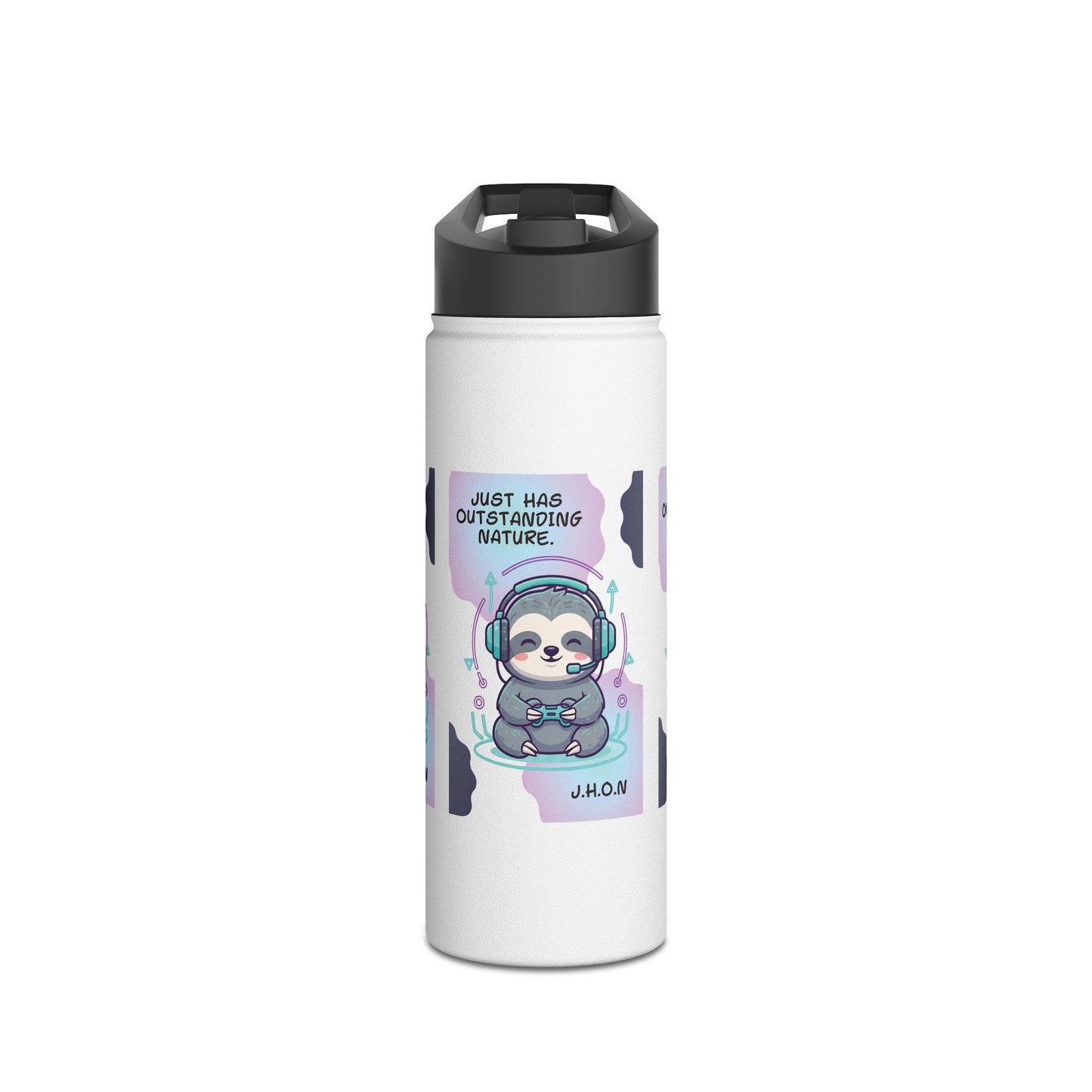 Personalized Initial Quote Sloth Gamer Stainless Steel Water Bottle