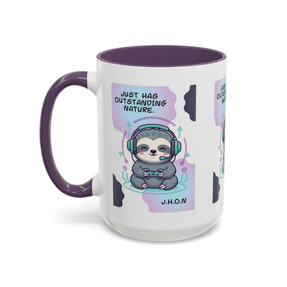 Personalized Initial Sloth Gamer Accent Coffee Mug