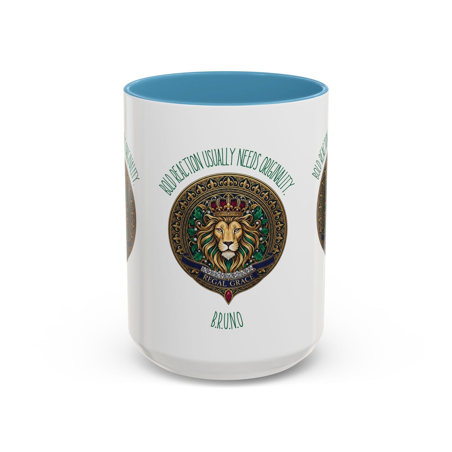 Personalized Initial Circled Lion Accent Coffee Mug