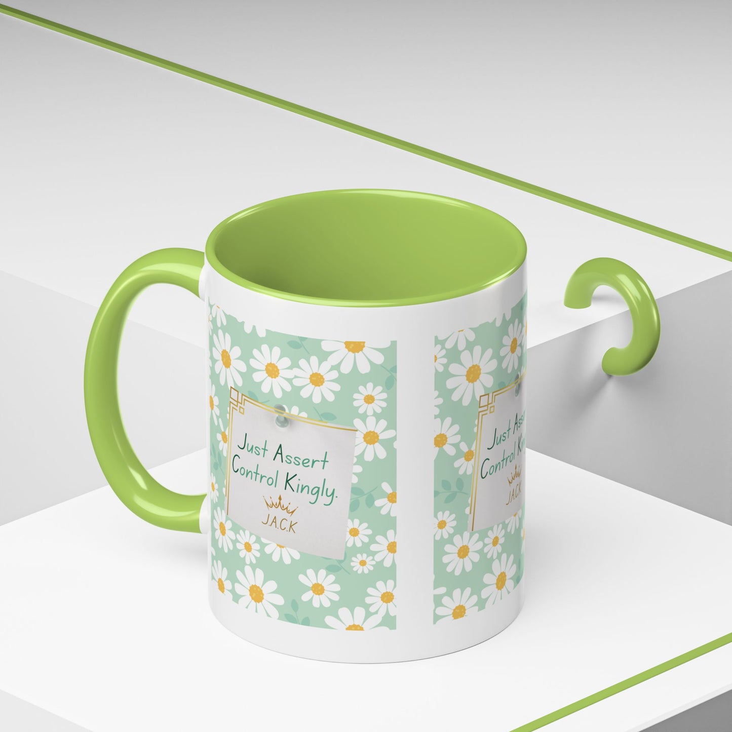 Personalized Floral Message Accent Coffee Mug