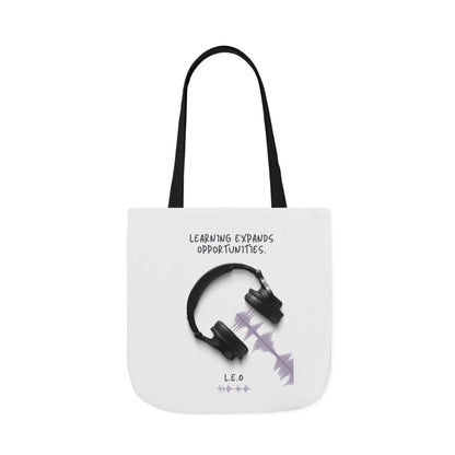 Personalized Initial Quote Headphones Canvas Tote Custom Name