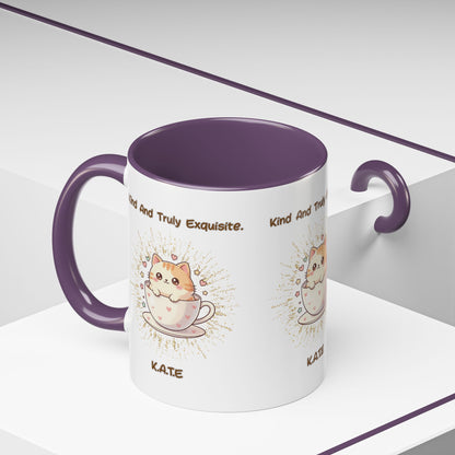 Personalized Initial Exquisite Cat Accent Coffee Mug